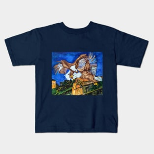 Bald Eagles above Night New York City Kids T-Shirt